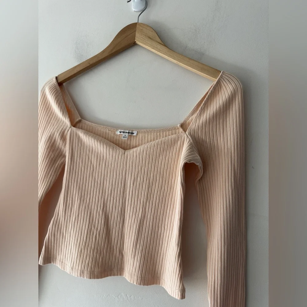 Reformation Peachy Cream October Knit Ribbed Top‎ Sweetheart Neckline
